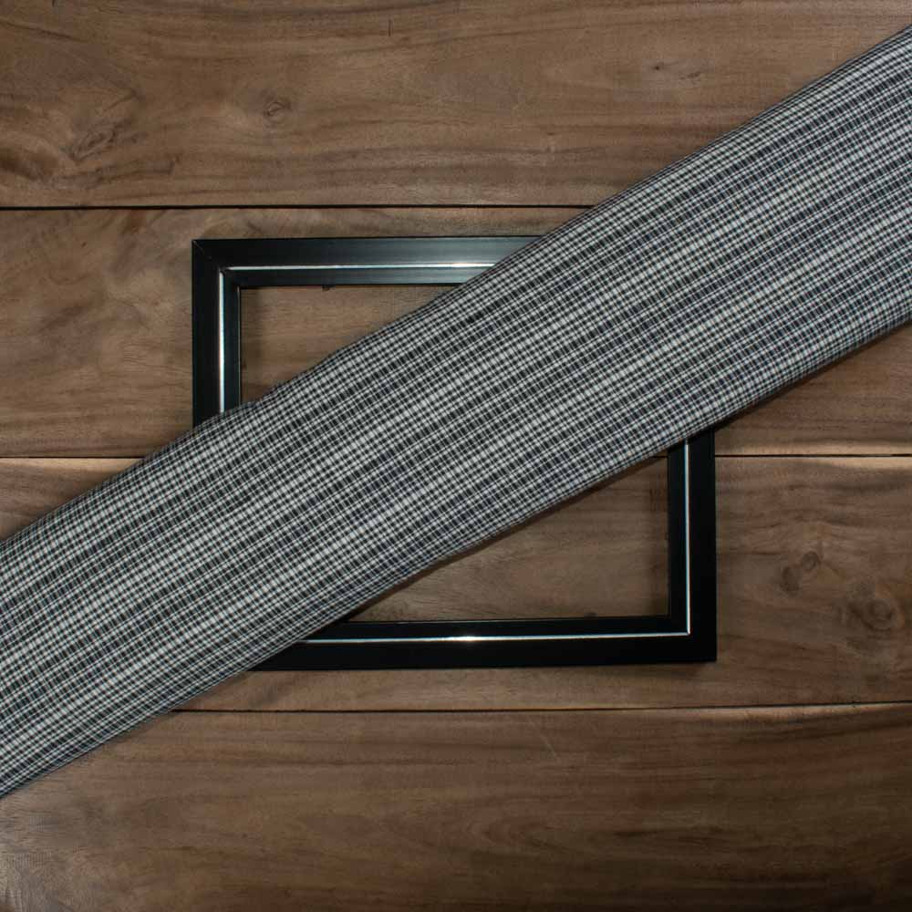 CHECK BLACK & WHITE KHADI COTTON 115 GSM HANDWOVEN FABRIC
