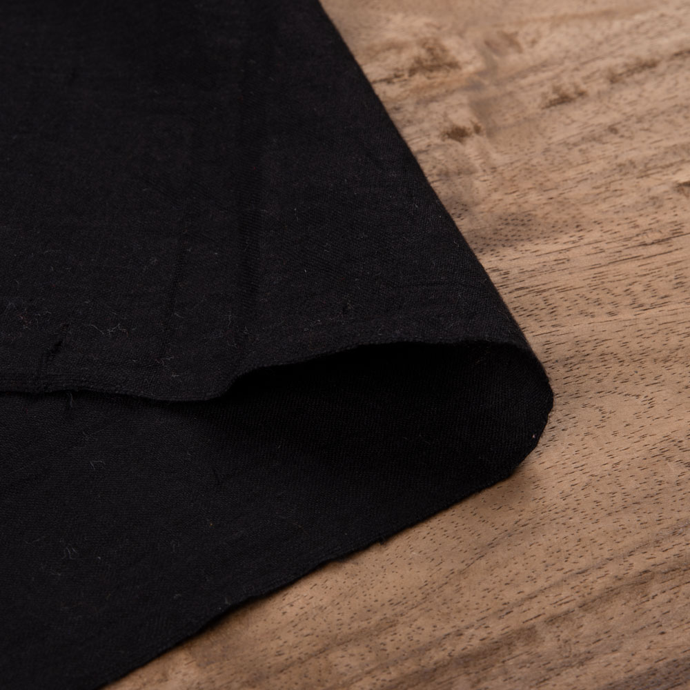 Solid Colour Black Pure Cotton 95 GSM Handwoven Fabric