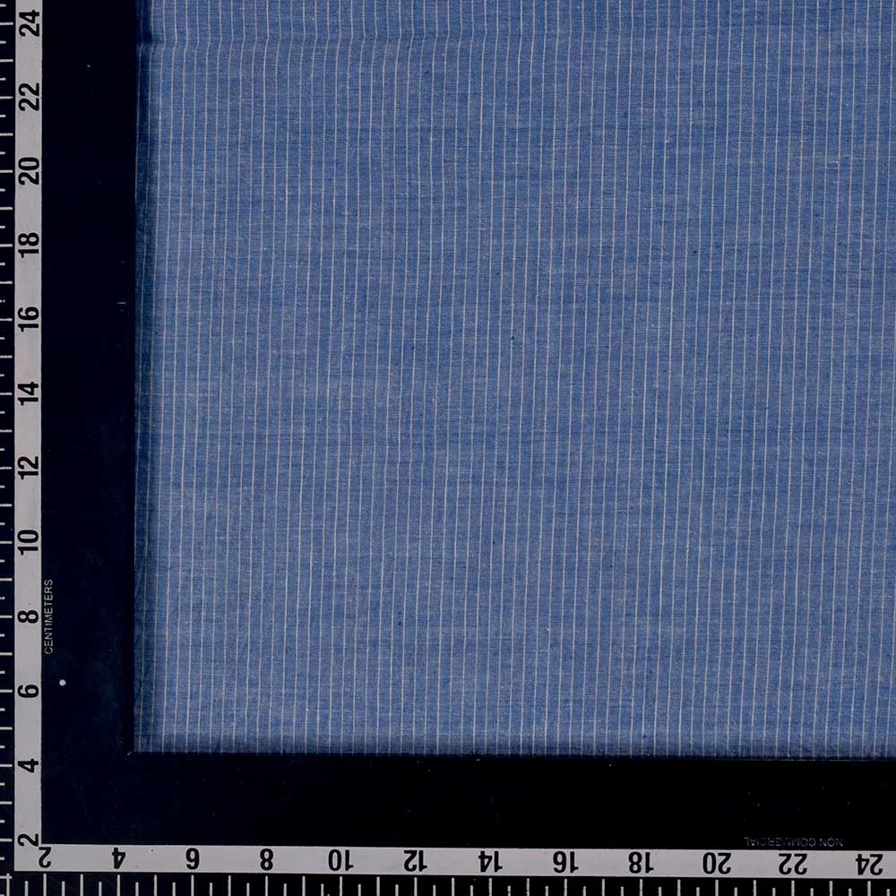 STRIPE BLUE PURE COTTON 64 GSM HANDWOVEN FABRIC
