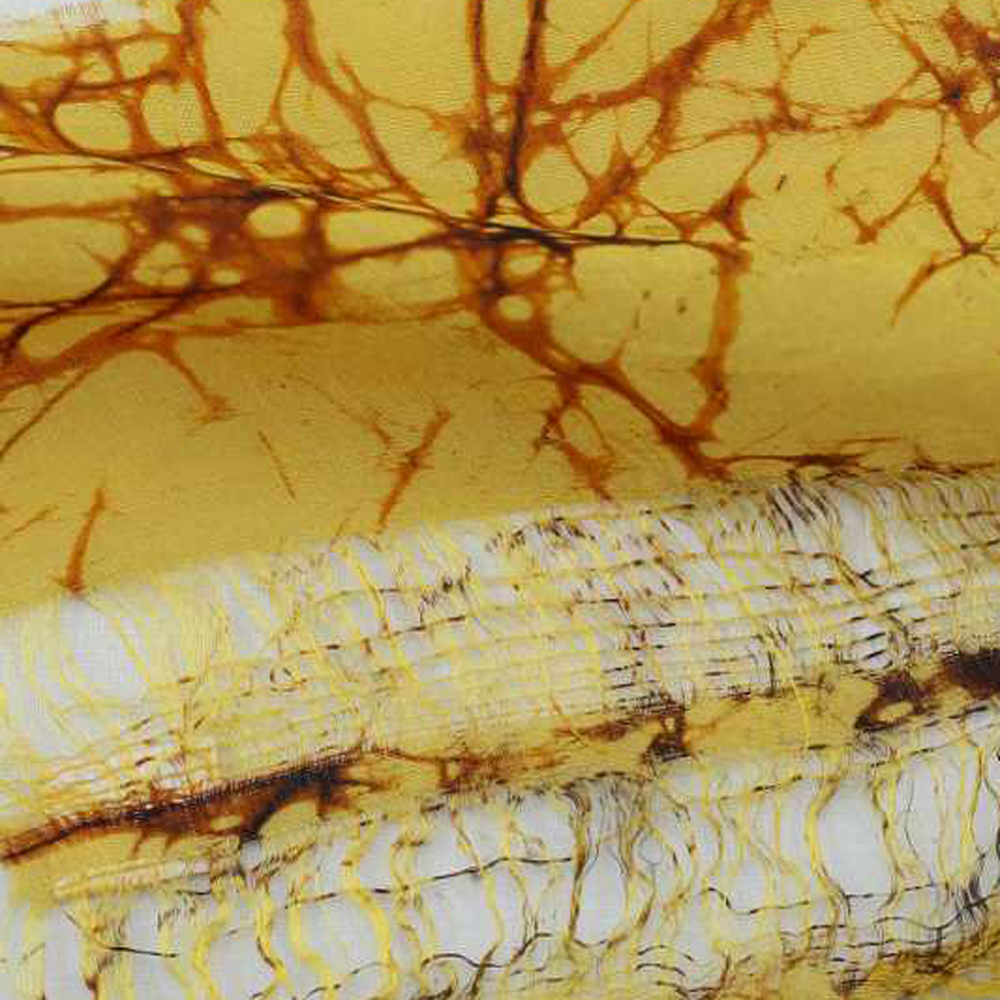 Abstract Yellow Batik 54 GSM Mulberry Silk Fabric I