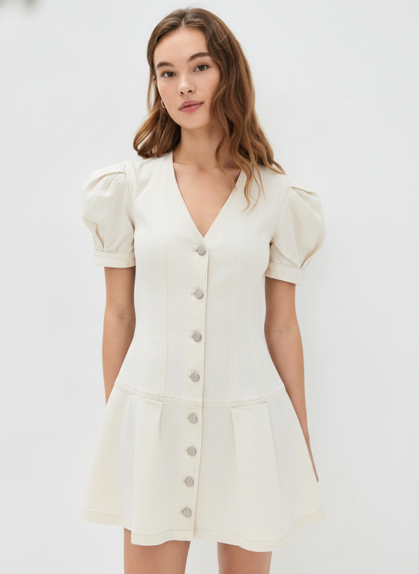 Dropped Waist Pleated Dress
