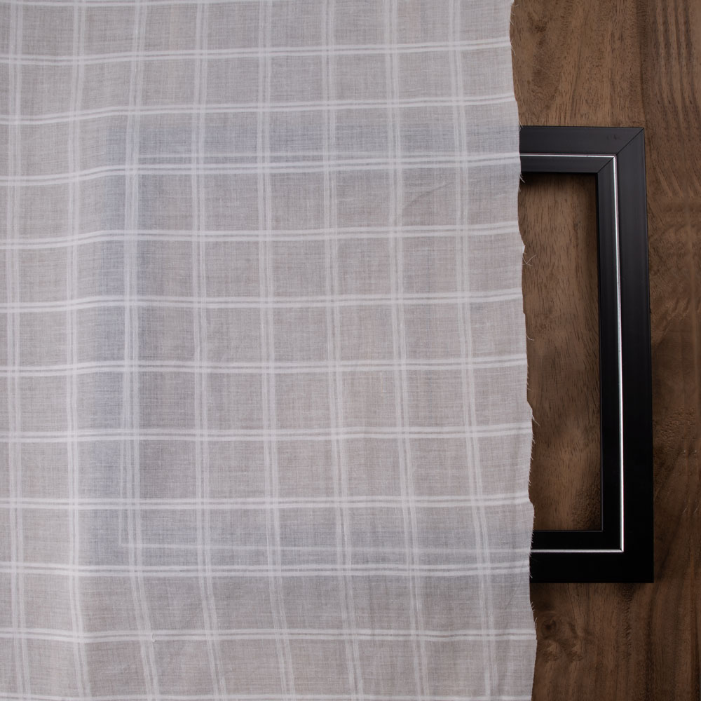 WHITE CHECK COTTON chiffon 63 GSM HANDWOVEN FABRIC | BLEACHED WHITE & DYEABLE