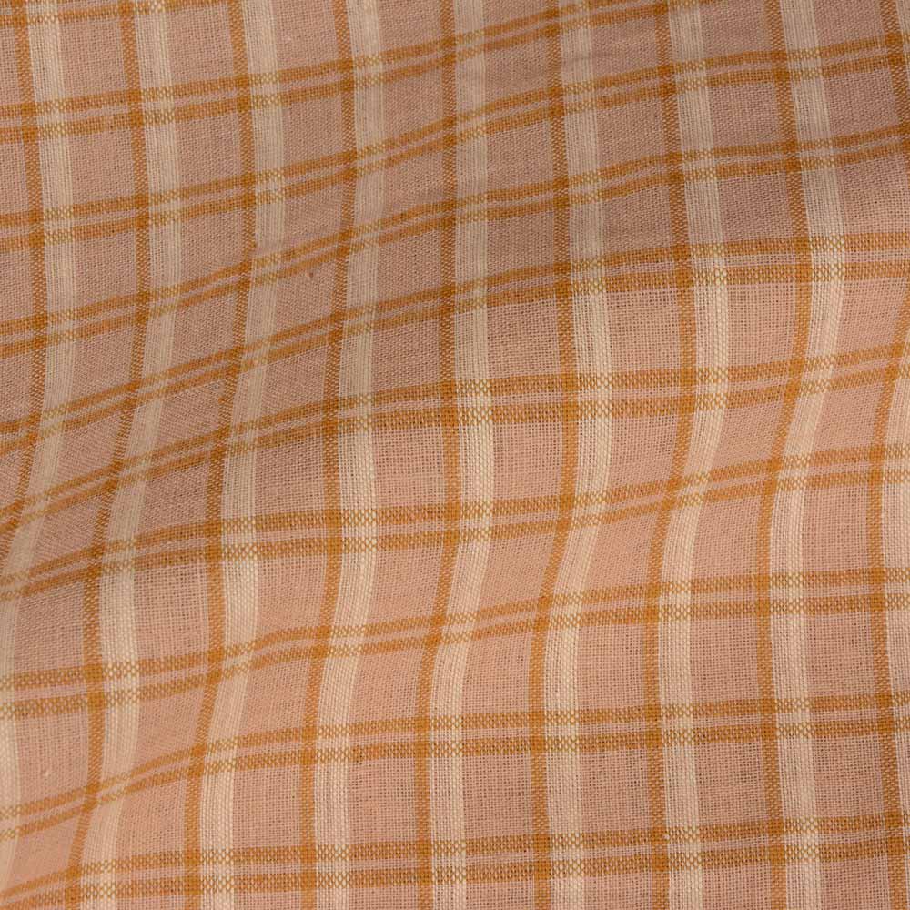 CHECK BROWN PURE COTTON 112 GSM HANDWOVEN FABRIC 160