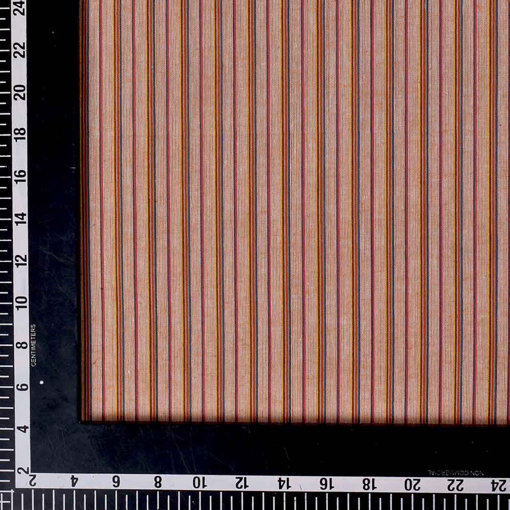 STRIPE BROWN PURE COTTON 83 GSM HANDWOVEN FABRIC