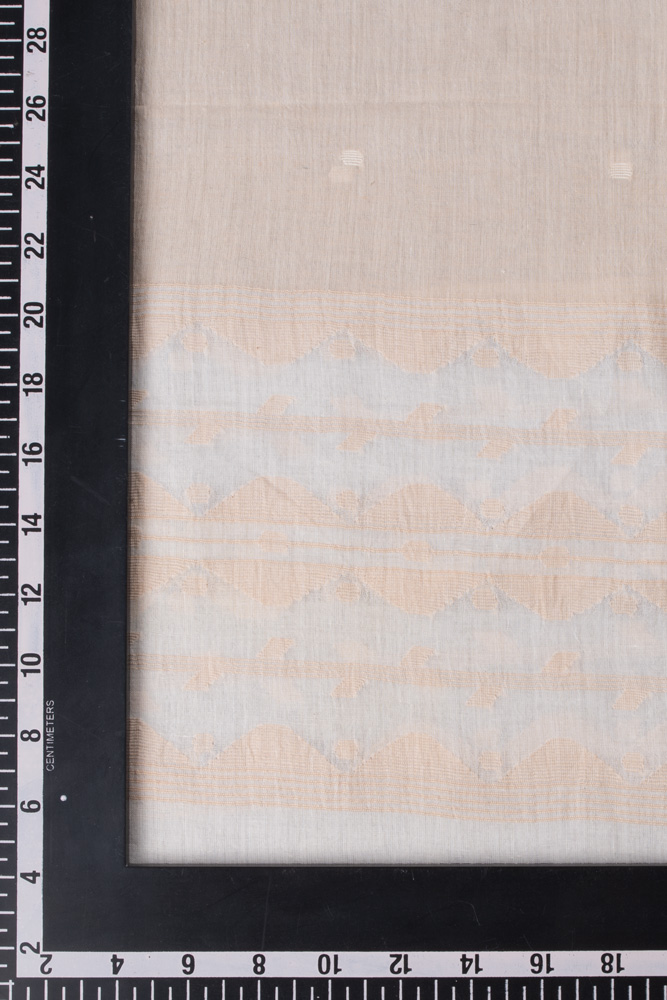 GEOMETRIC BEIGE JAMDANI HANDWOVEN PURE COTTON SCARF