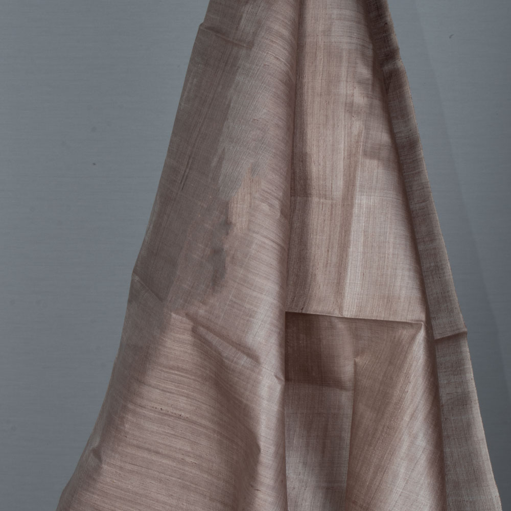 Plain Brown Tussar and Matka Silk Blend 78 GSM Handwoven Fabric