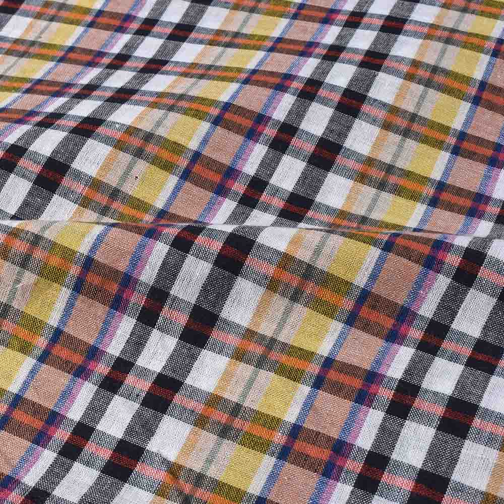 CHECK MULTICOLOUR PURE COTTON 96 GSM HANDWOVEN FABRIC 477