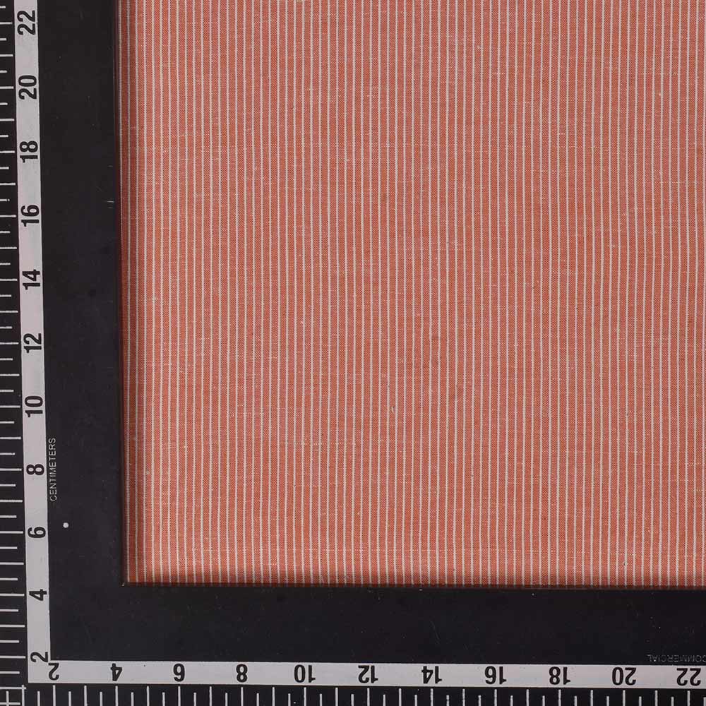 STRIPE RED & WHITE KHADI COTTON 105 GSM HANDWOVEN FABRIC