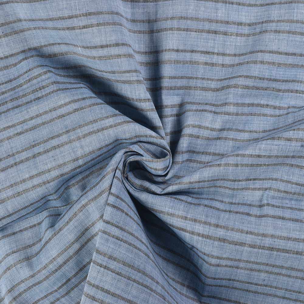 Stripe Blue & Black Pure Cotton 64 GSM Handwoven Fabric