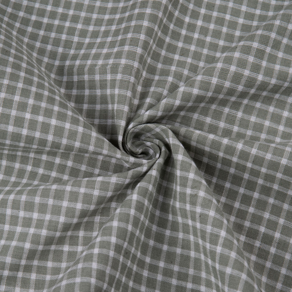 Check Grey & White Pure Cotton 101 GSM Handwoven Fabric