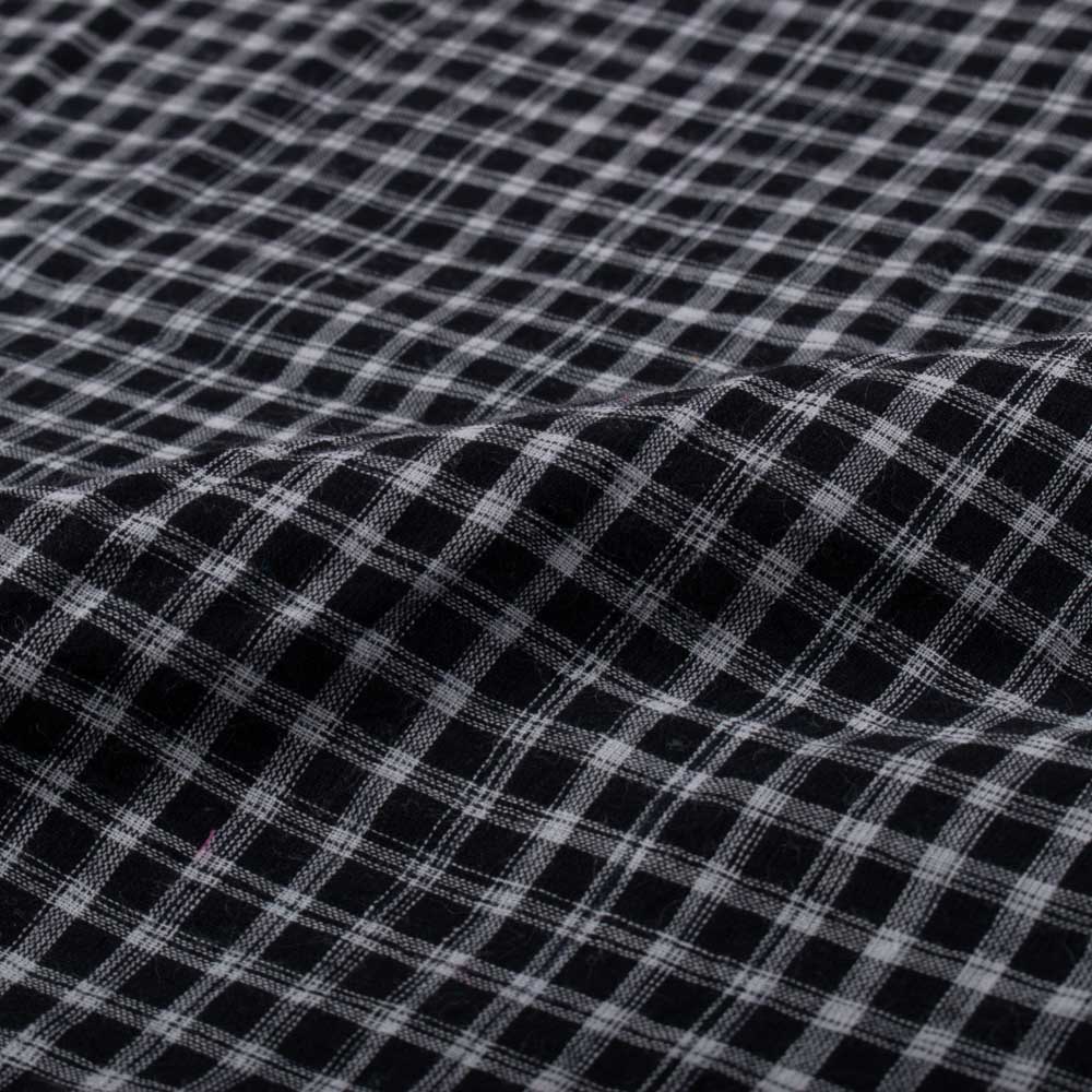 CHECK BLACK & WHITE PURE COTTON 65 GSM HANDWOVEN FABRIC