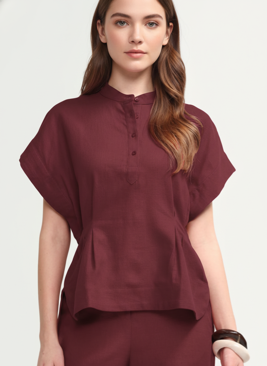 Waist Pleats Casual Top