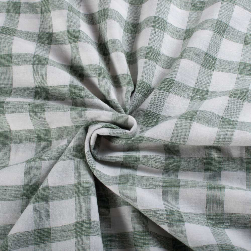 Check Blue White Pure Cotton 100 GSM Handwoven Fabric 854