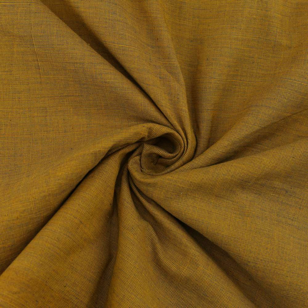 Plain Mustard Pure Cotton 195 GSM Handwoven Fabric 05