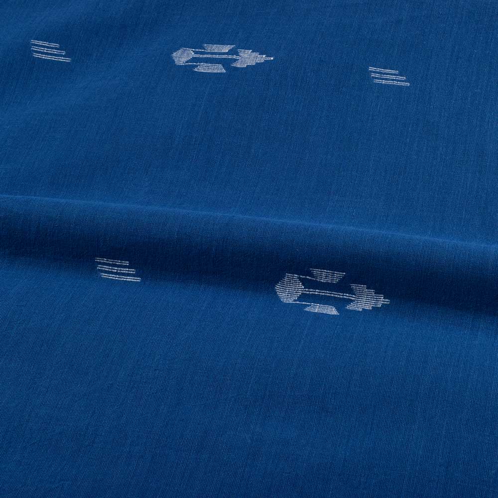 GEOMETRIC BLUE JAMDANI PURE COTTON 64 GSM HANDWOVEN FABRIC