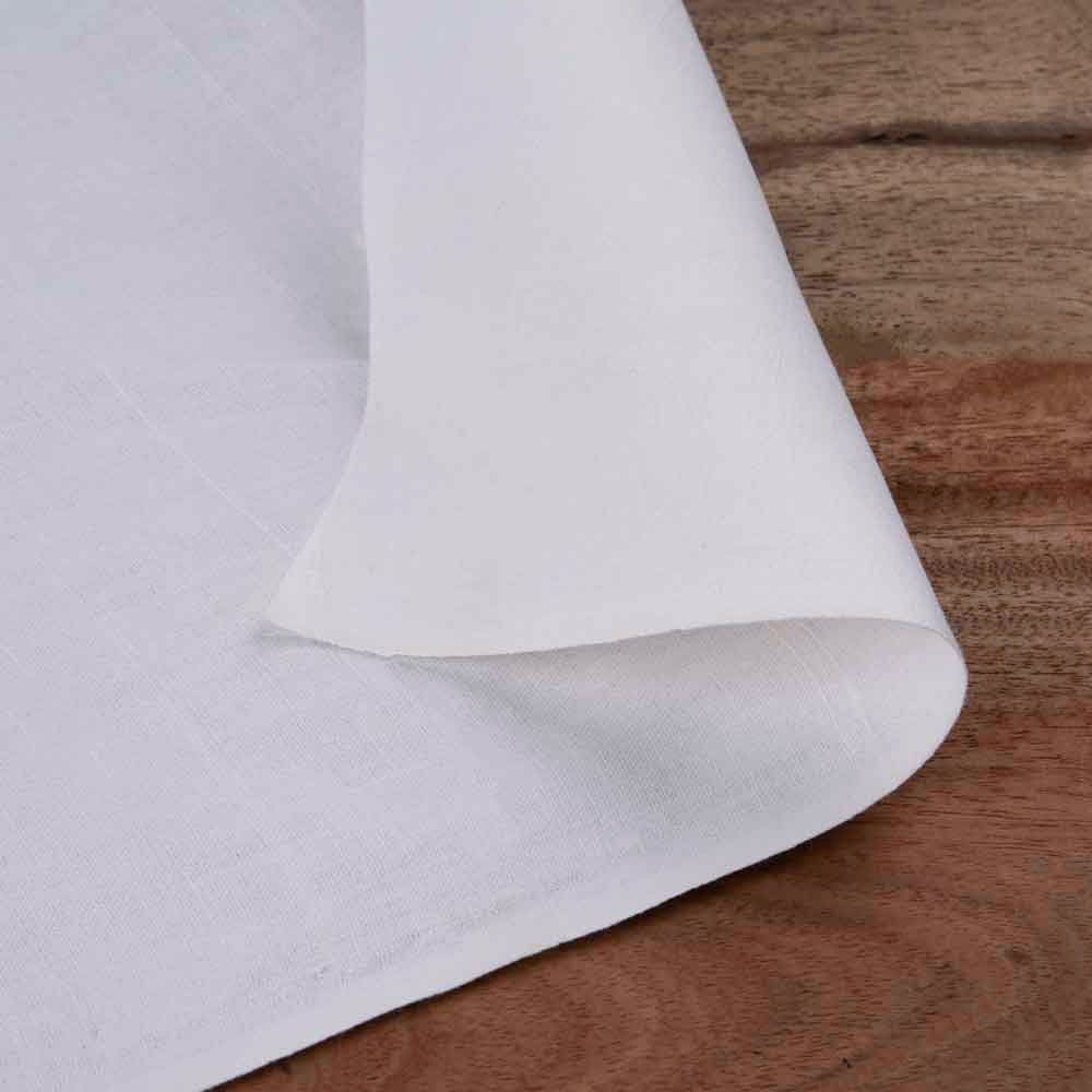 White Mulmul Khadi Cotton 83 GSM Fabric - Bleached White & Dyeable