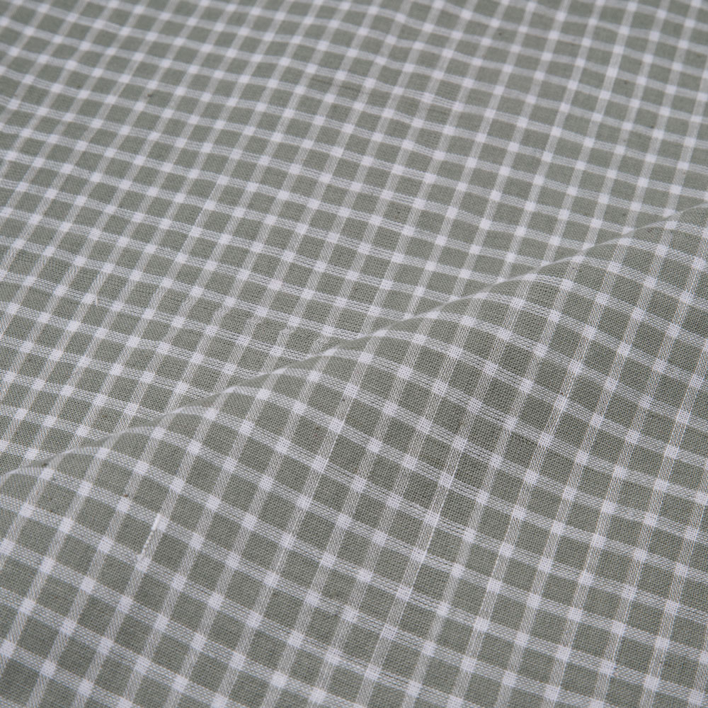 CHECK GREY & WHITE PURE COTTON 101 GSM HANDWOVEN FABRIC