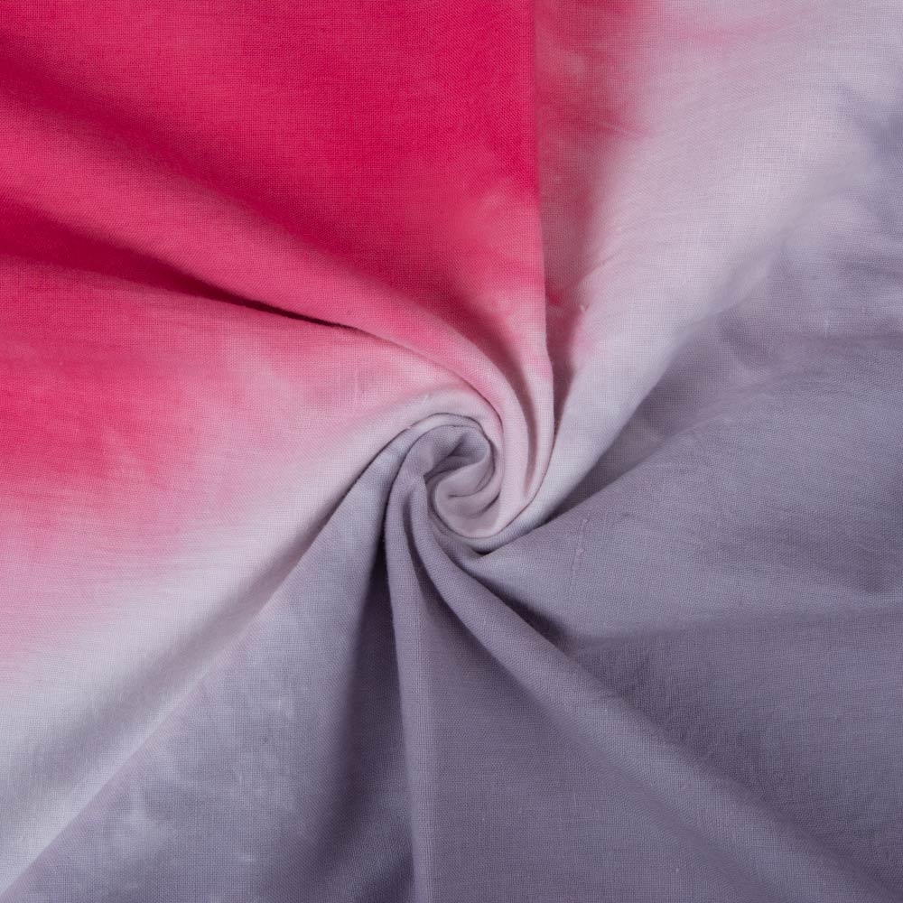 Abstract Pink & Grey Tie Dye Khadi Cotton 120 GSM Handwoven Fabric