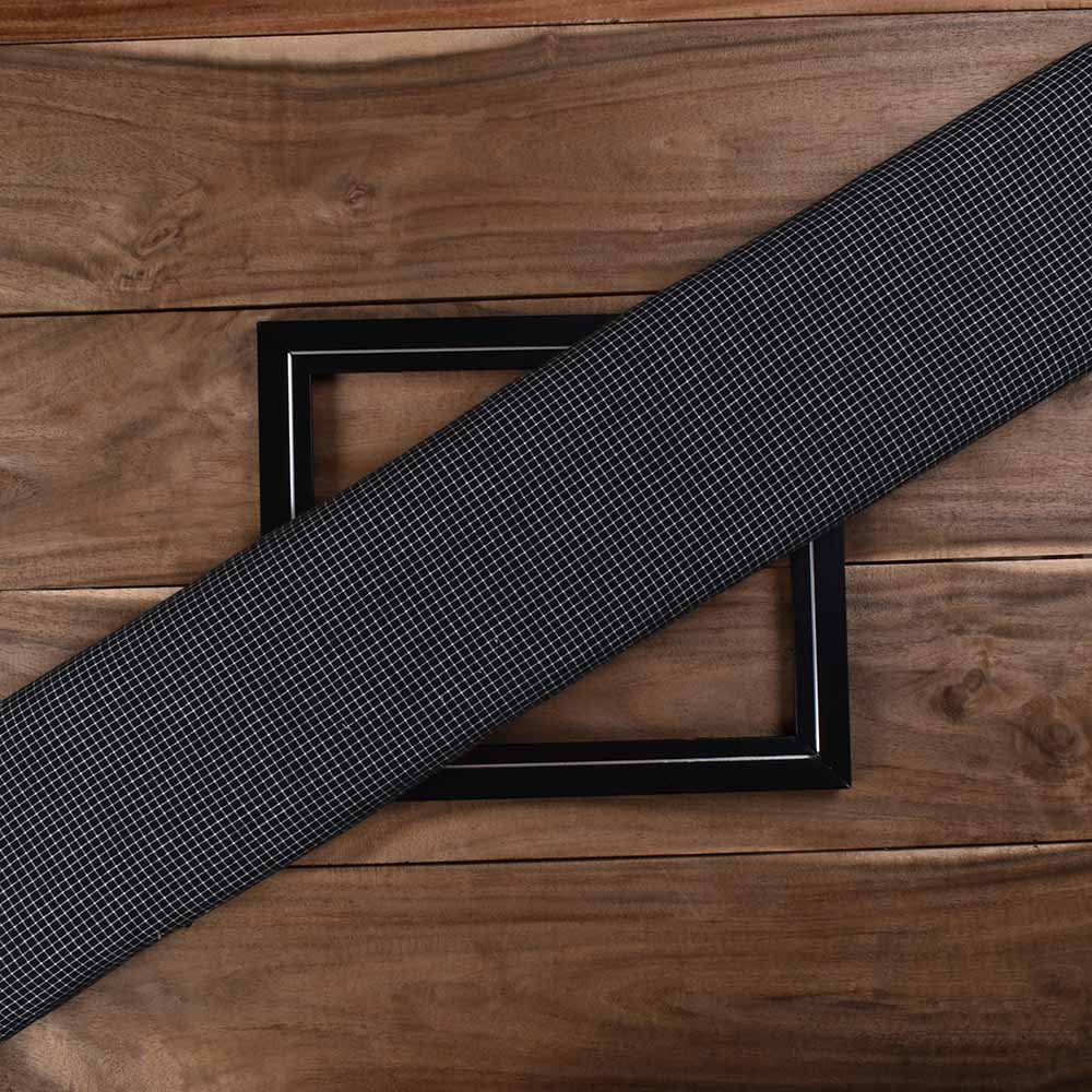 Check Black Pure Cotton 95 GSM Handwoven Fabric