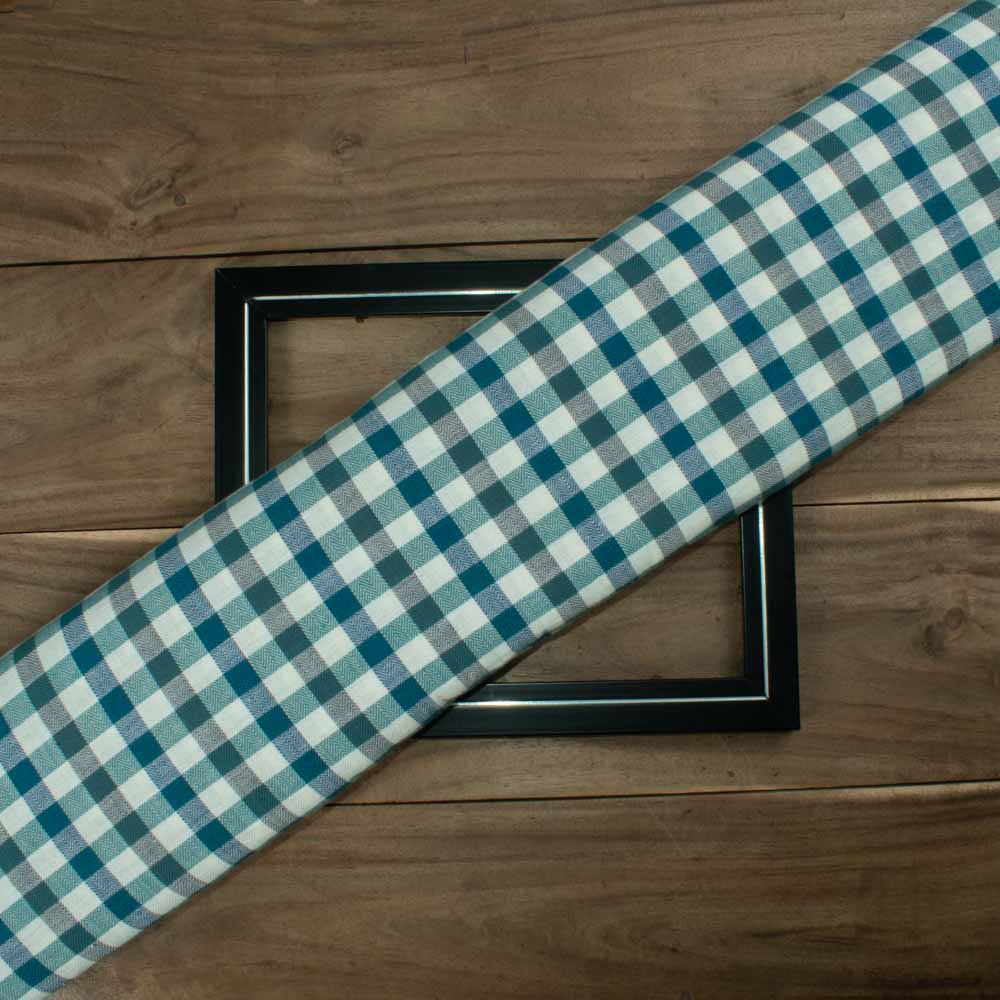 Herringbone Check Multicolor Khadi Cotton 125 GSM Handwoven Fabric