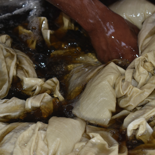 Fabrics being dyed