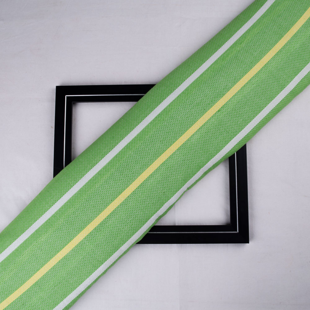 Stripe Green Jacquard Mercerised Cotton 100 GSM Fabric
