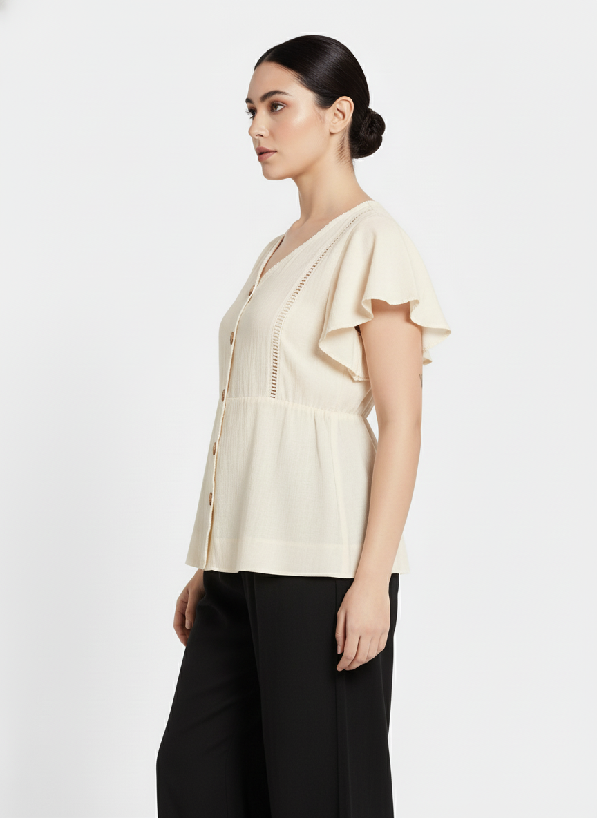 Flared Sleeves Peplum Top