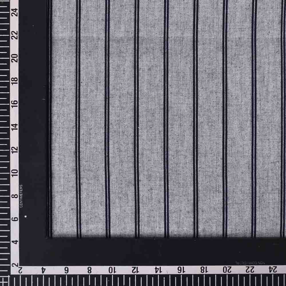 STRIPE BLACK GREY PURE COTTON 120 GSM HANDWOVEN FABRIC