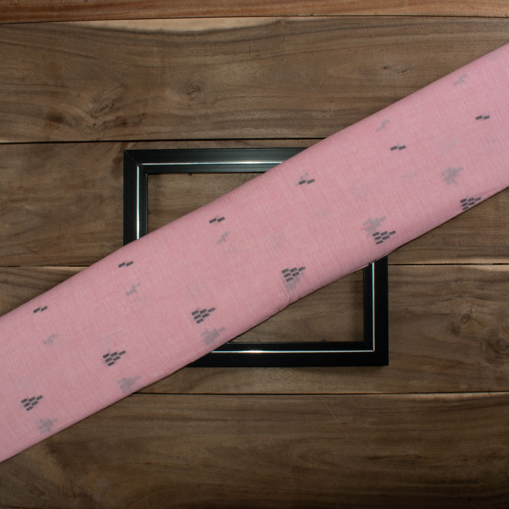 Geometric Pink Jamdani Pure Handwoven Cotton 55 GSM Fabric