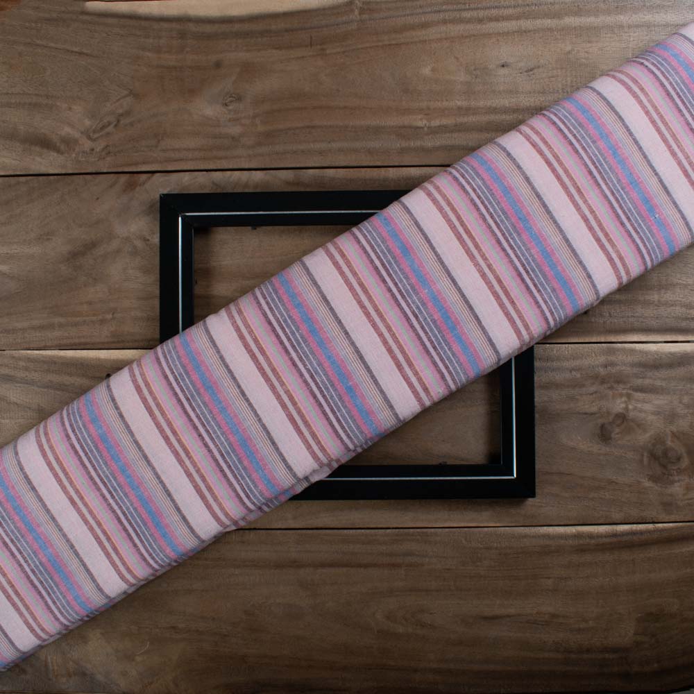 Multicolour Stripe Cotton & Hemp 145 GSM Handwoven Fabric