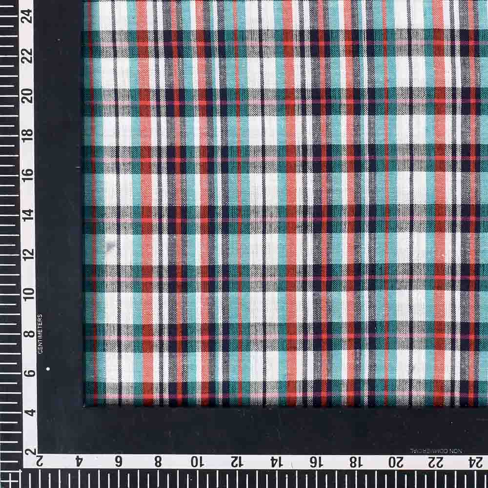 CHECK MULTICOLOUR PURE COTTON 95 GSM HANDWOVEN FABRIC 483