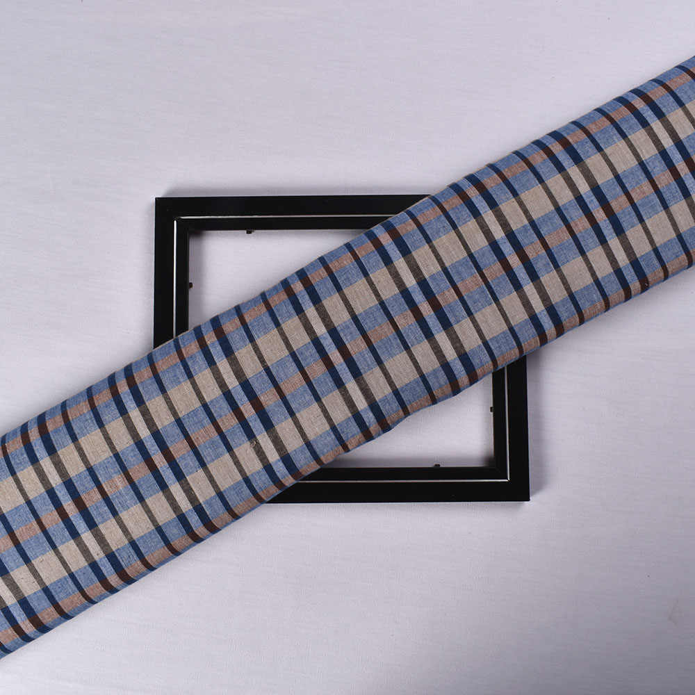 Check Multicolor Khadi Cotton 105 GSM Handwoven Fabric 578