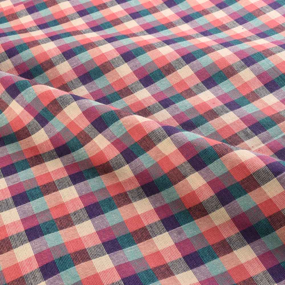 CHECK MULTICOLOUR PURE COTTON 100 GSM HANDWOVEN FABRIC 463