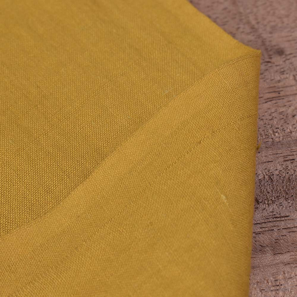 Plain Mustard Khadi Cotton 120 GSM Handwoven Fabric