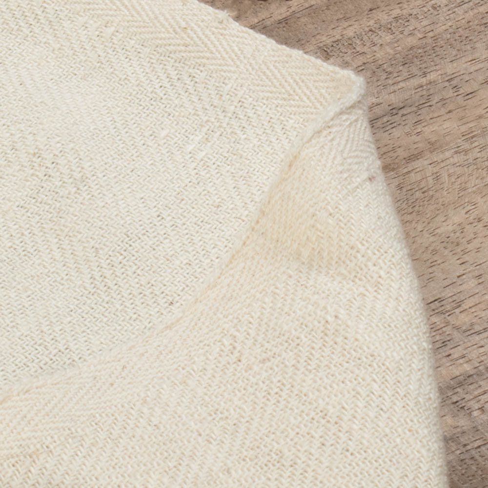 Herringbone Cream 180 GSM Khadi Cotton Handwoven Fabric