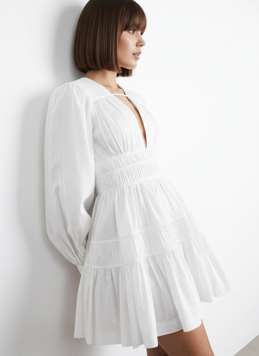 Gathered Dress With Layers