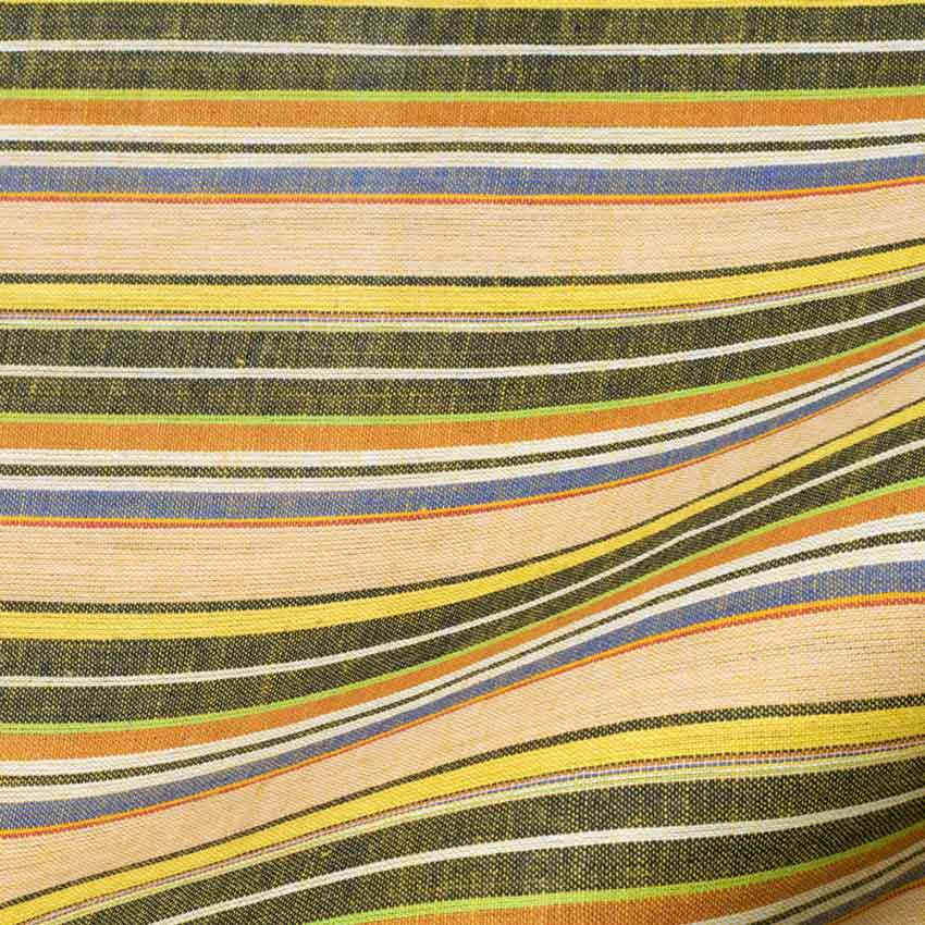 Stripe Pale Yellow Multicolour Pure Cotton 78 GSM Handwoven Fabric