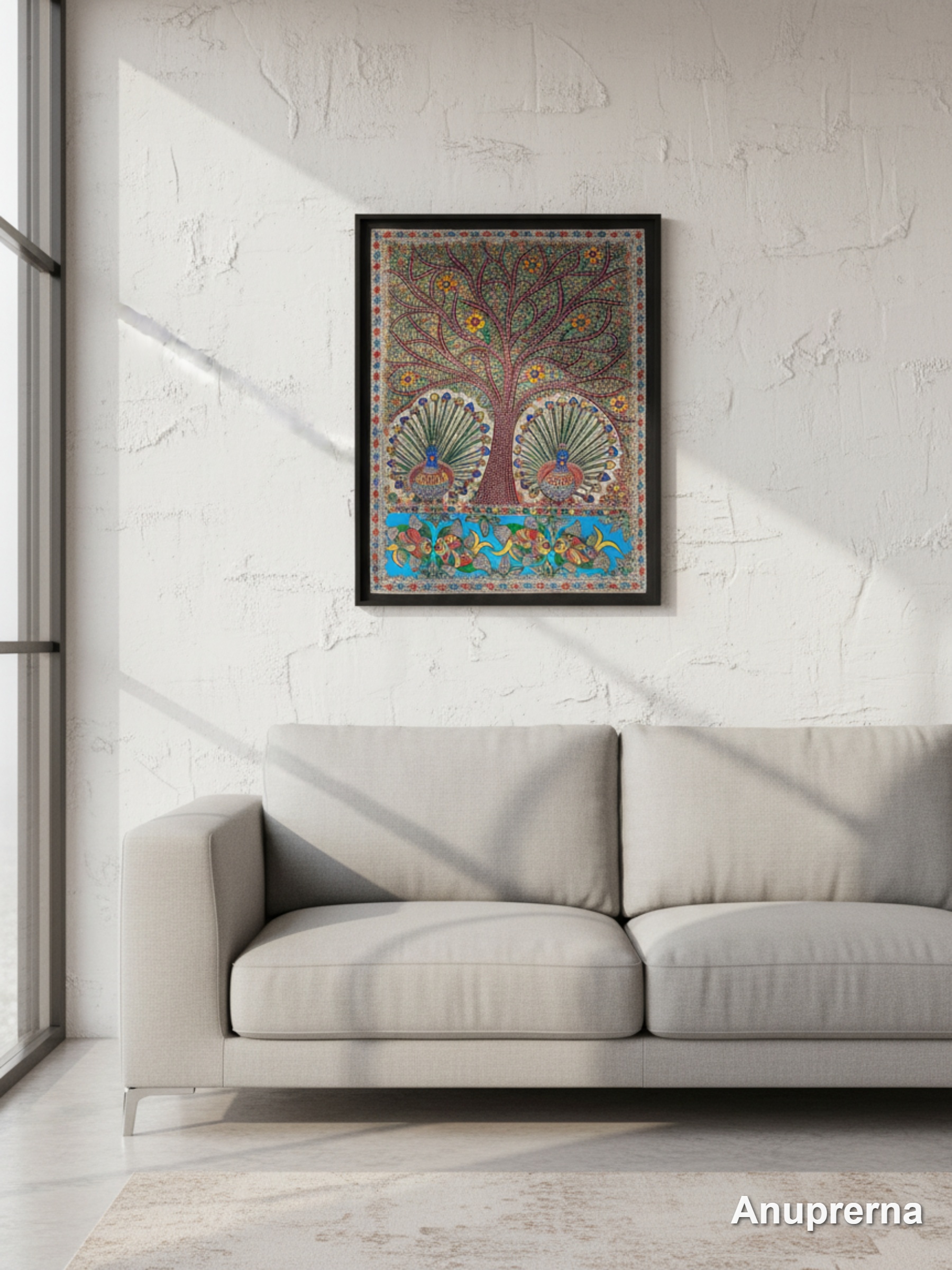 Living Of Land & Water Madhubani Wall Art Decor