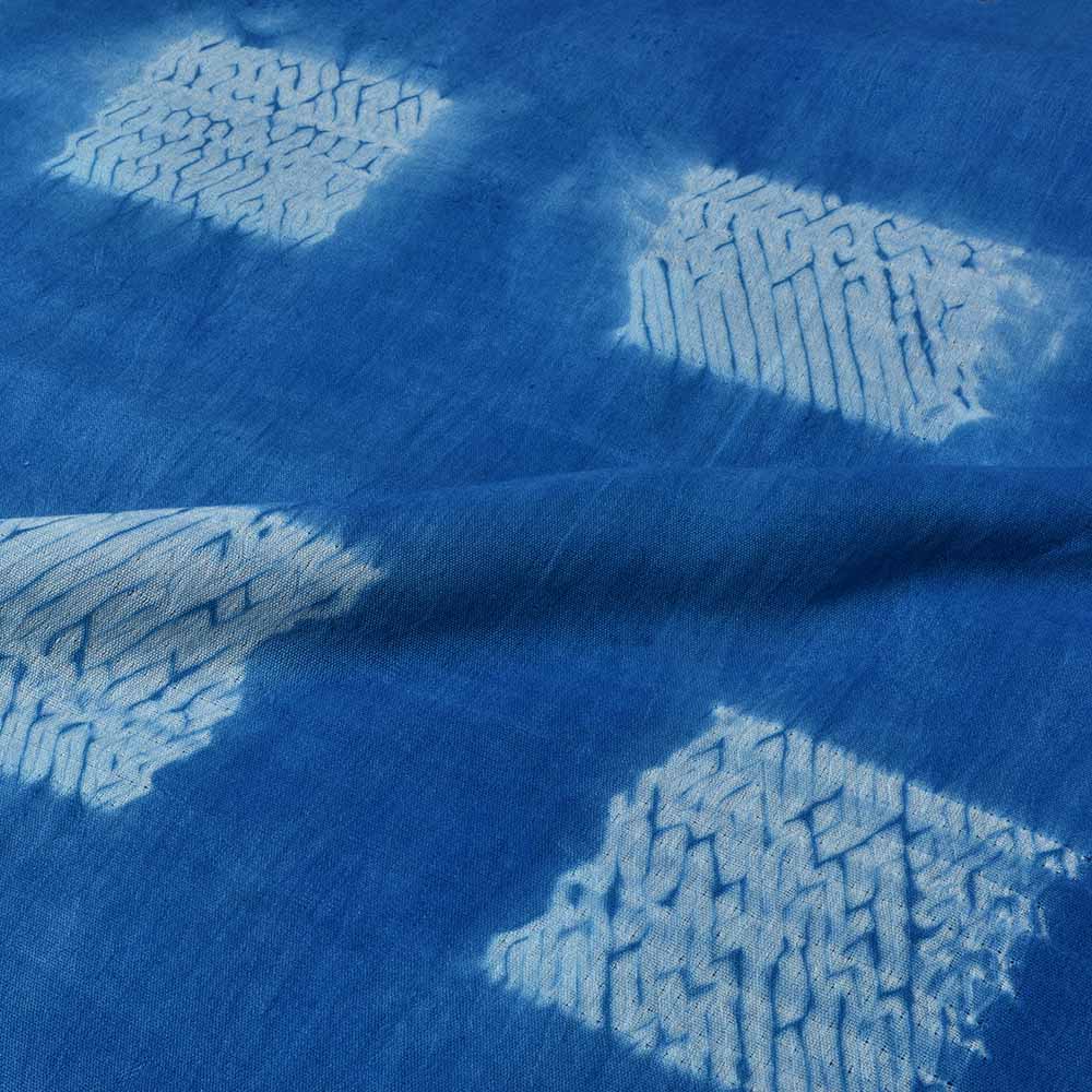 ABSTRACT BLUE SHIBORI 90 GSM MERCERISED COTTON FABRIC