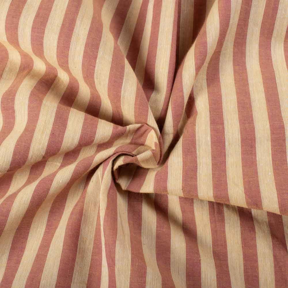 Stripe Yellow & Red Pure Cotton 70 GSM Handwoven Fabric