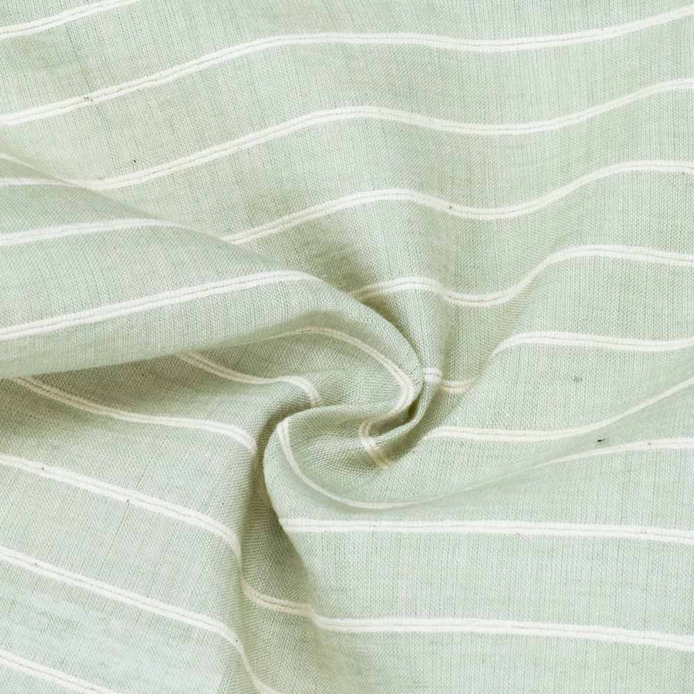Stripe Light Green & White Pure Cotton 65 GSM Handwoven Fabric