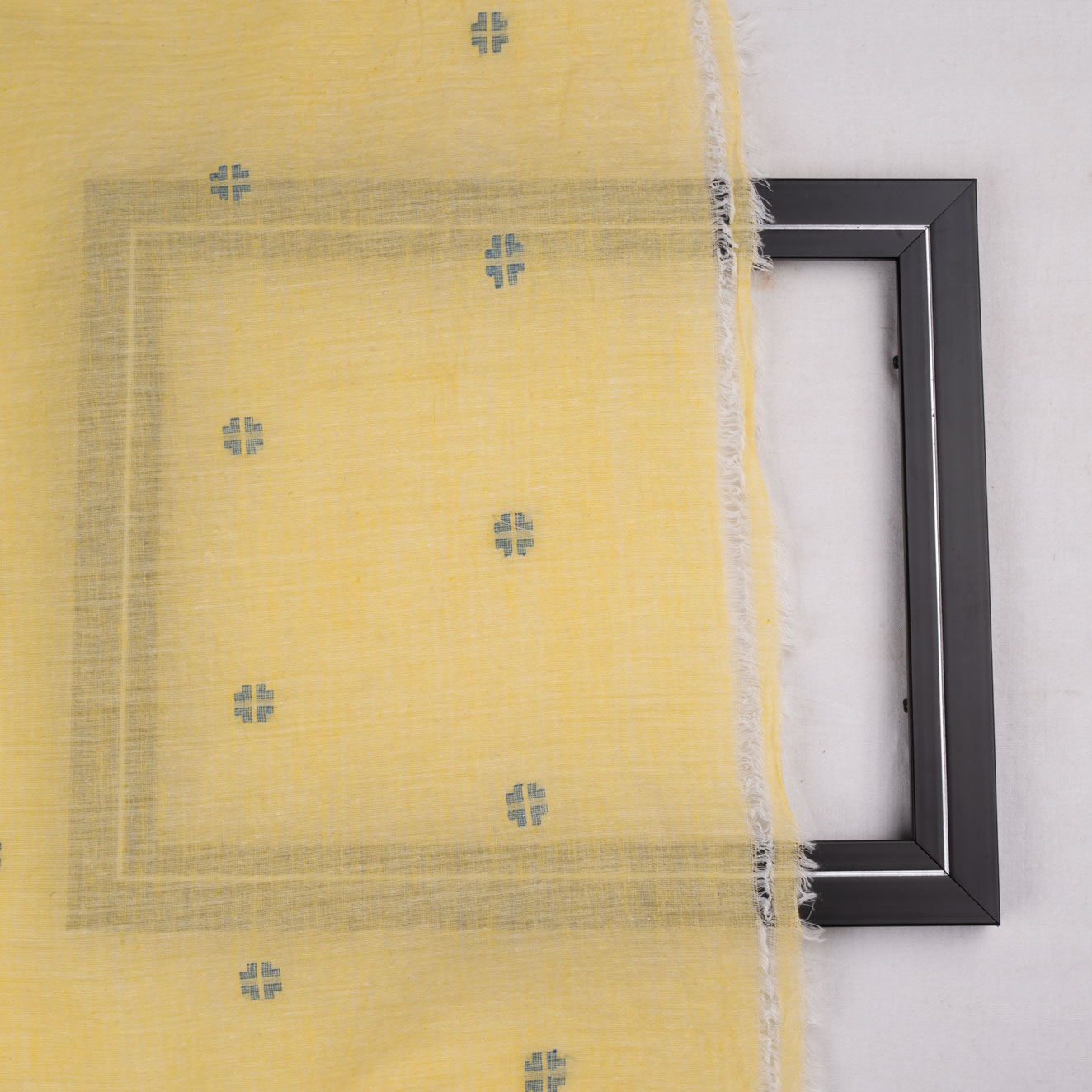 GEOMETRIC LIGHT YELLOW JAMDANI PURE COTTON 55 GSM FABRIC