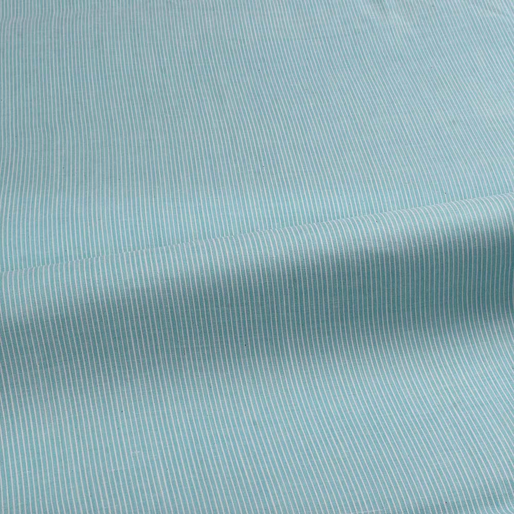 PINSTRIPE AQUA BLUE KHADI COTTON 103 GSM HANDWOVEN FABRIC