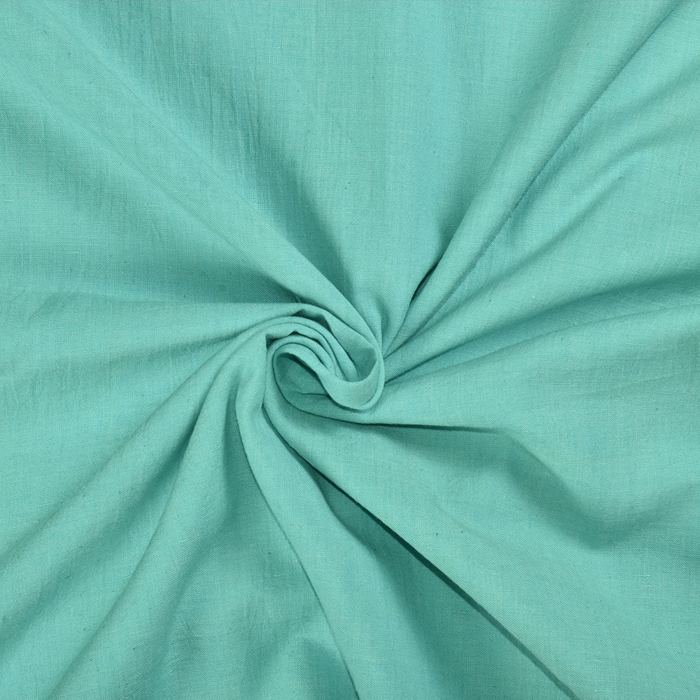 Chambray Blue Khadi Cotton 92 GSM Handwoven Fabric