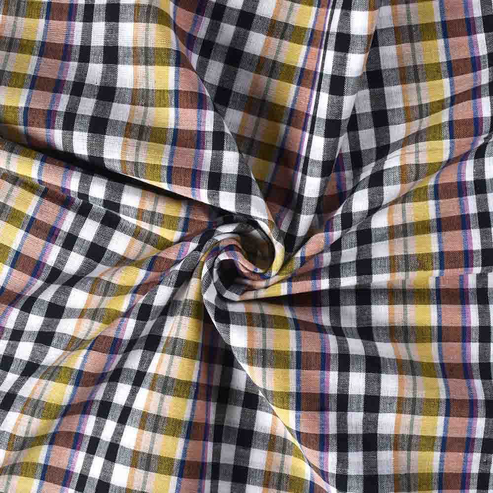 Check Multicolour Pure Cotton 94 GSM Handwoven Fabric 474