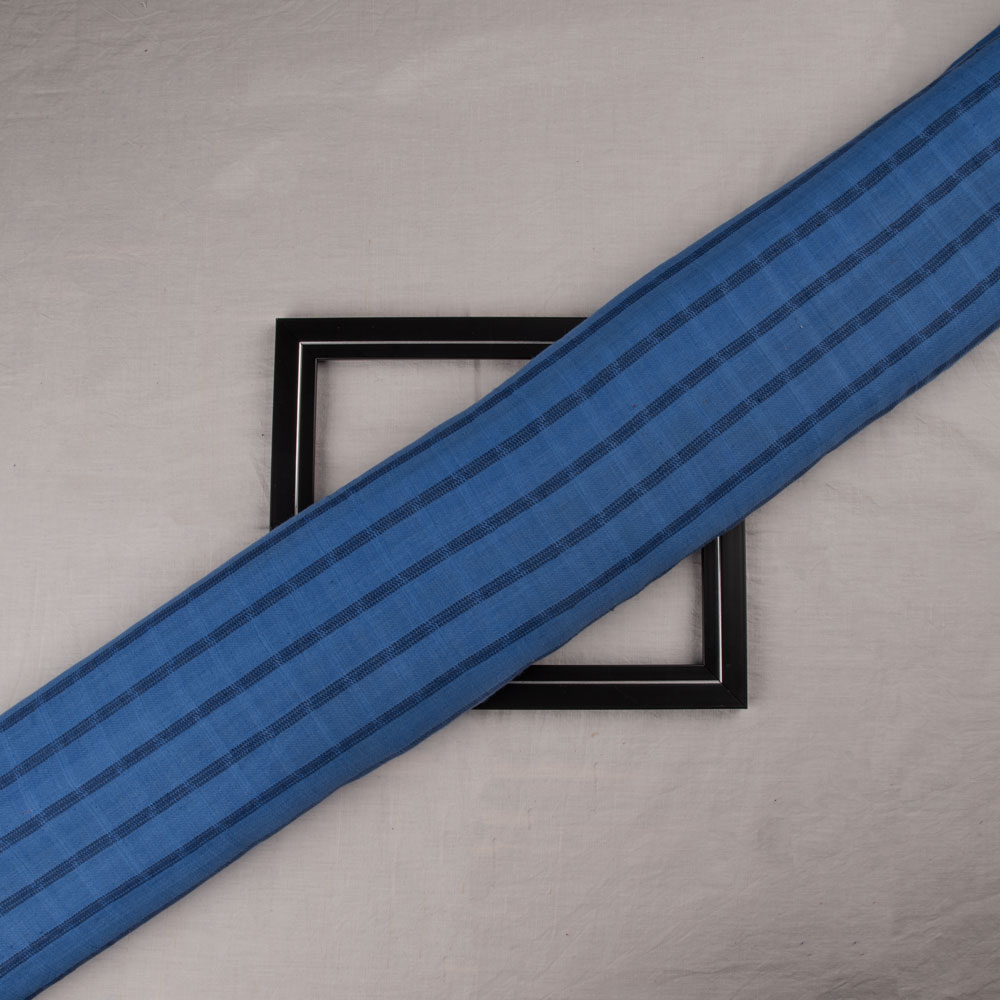 Stripe Twill Blue Pure Cotton 127 GSM Handwoven Fabric