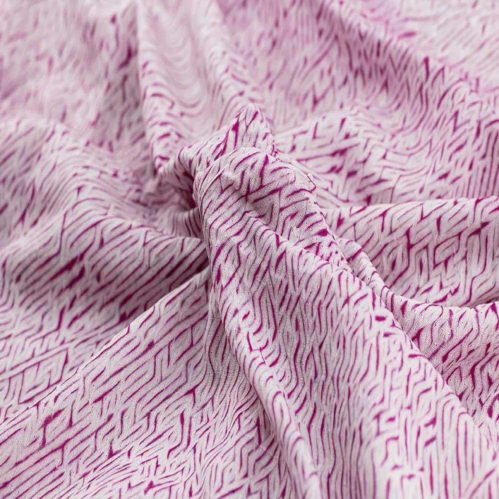 Abstract Pink & White Shibori Mercerised Cotton 70 GSM Fabric