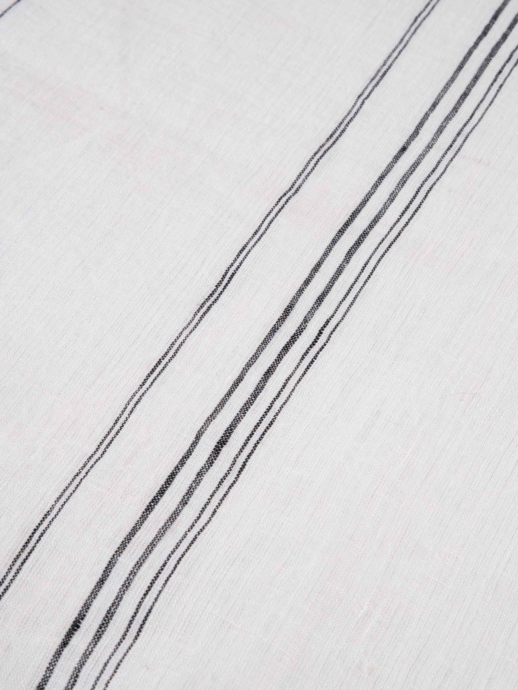 White & Black Striped Handwoven Pure Linen Placemat