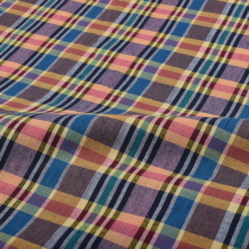 CHECK MULTICOLOR PURE COTTON 100 GSM HANDWOVEN FABRIC 560