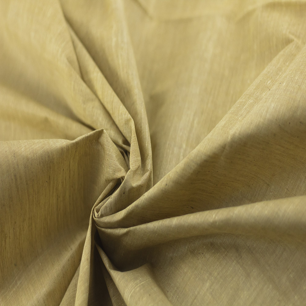 Chambray Mustard Khadi Cotton 75 GSM Handwoven Fabric H49